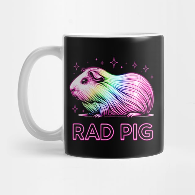 Rad Pig Funny Neon Rainbow Guinea Pig by Lavender Celeste